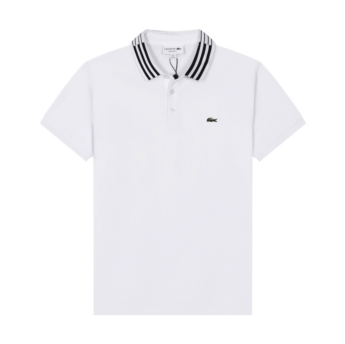 Lacoste à col rayé Blanc
