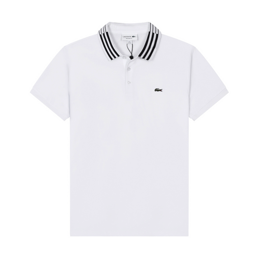 Lacoste à col rayé Blanc