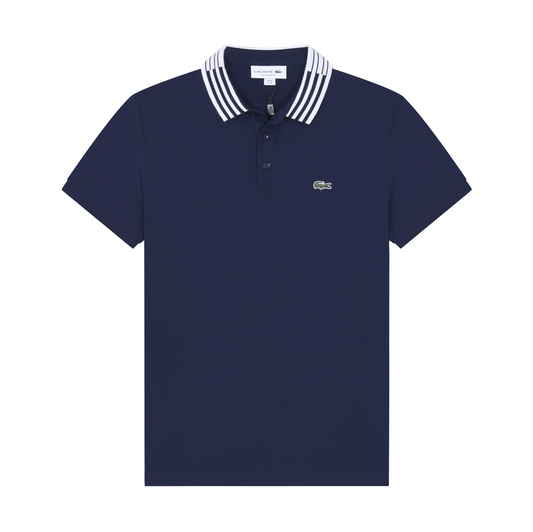 Lacoste à col rayé Bleu